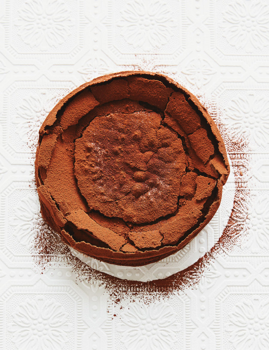 Gluten-free chocolate torte with a rich, fudgy texture and a crispy crust