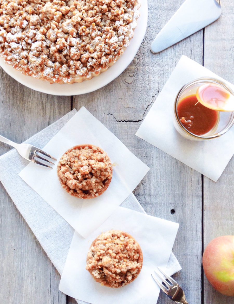 Individual-sized apple crumble with spiced apples and a buttery streusel topping, perfect for any occasion or a sweet treat