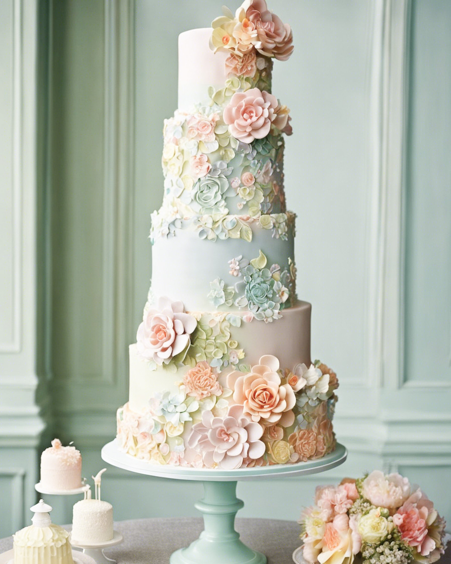 Pastel Floral Wedding Cake