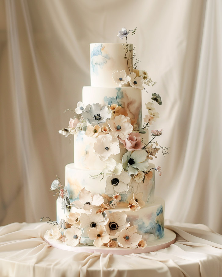 Watercolour dream wedding Cake